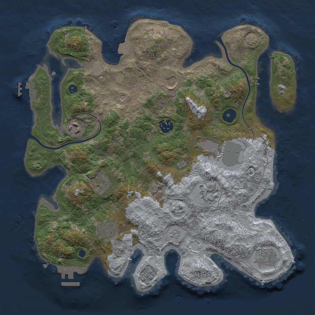 Rust Map: Procedural Map, Size: 3500, Seed: 523232, 15 Monuments