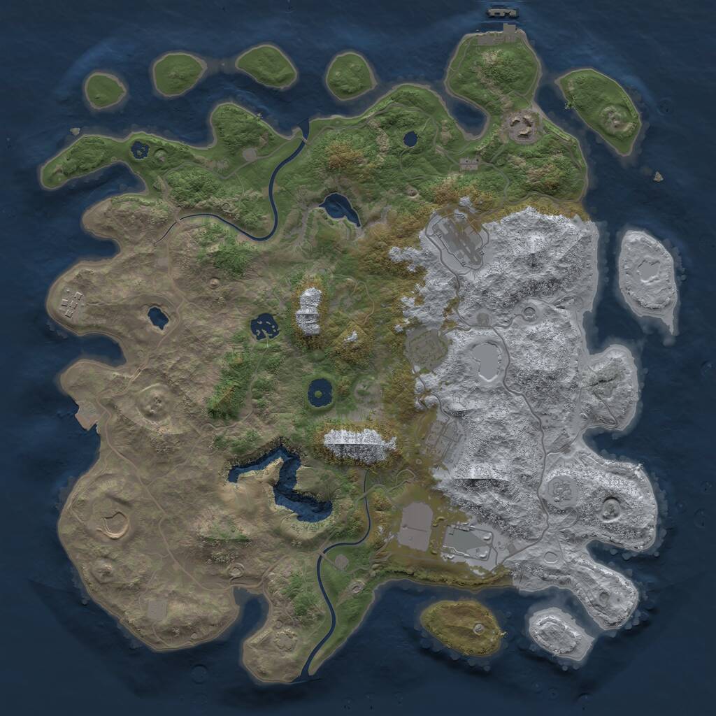 Rust Map: Procedural Map, Size: 4000, Seed: 32023, 13 Monuments