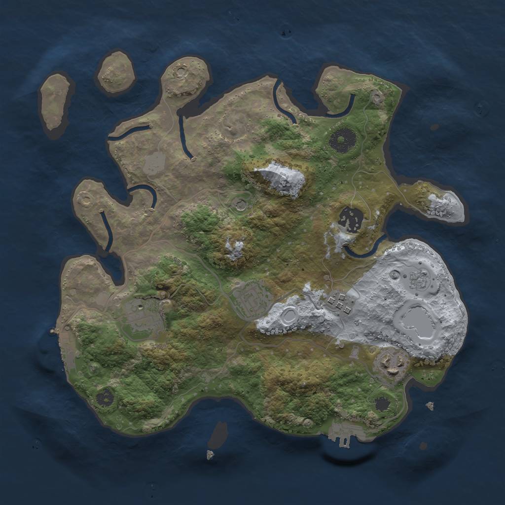 Rust Map: Procedural Map, Size: 3000, Seed: 685639216, 12 Monuments