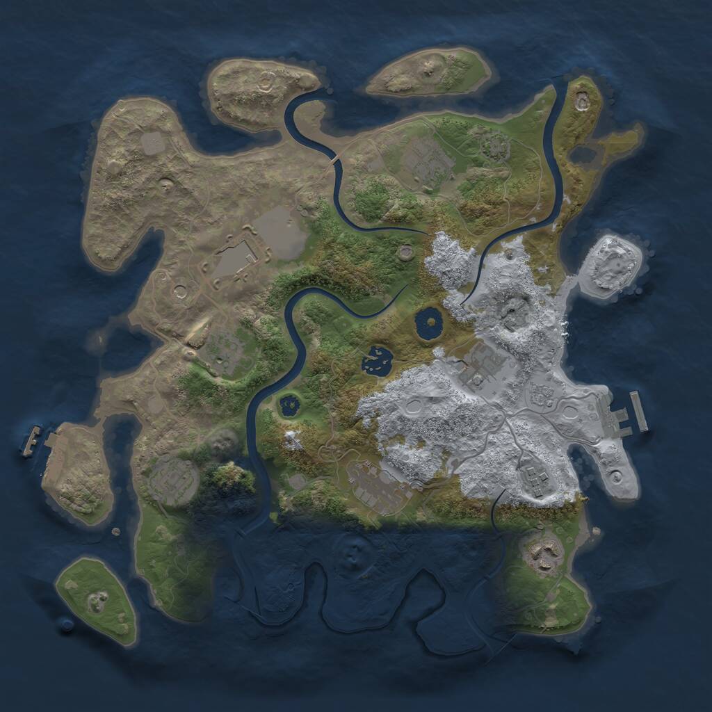 Rust Map: Procedural Map, Size: 3500, Seed: 573859219, 15 Monuments