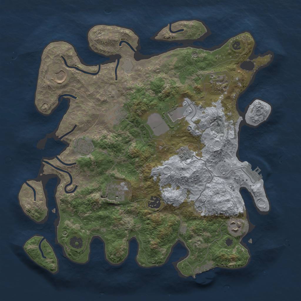 Rust Map: Procedural Map, Size: 3500, Seed: 573859219, 16 Monuments