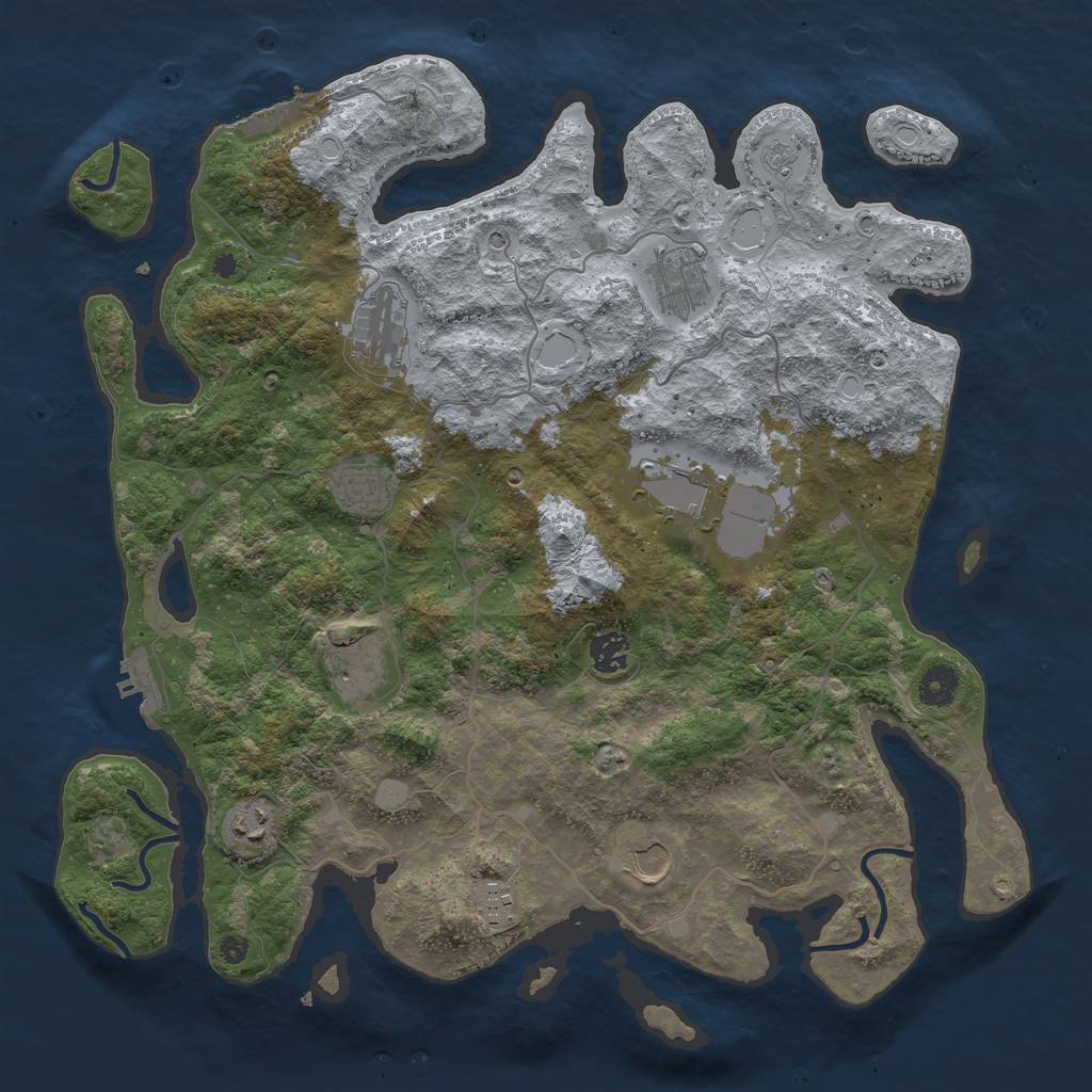 Rust Map: Procedural Map, Size: 4000, Seed: 633204860, 16 Monuments