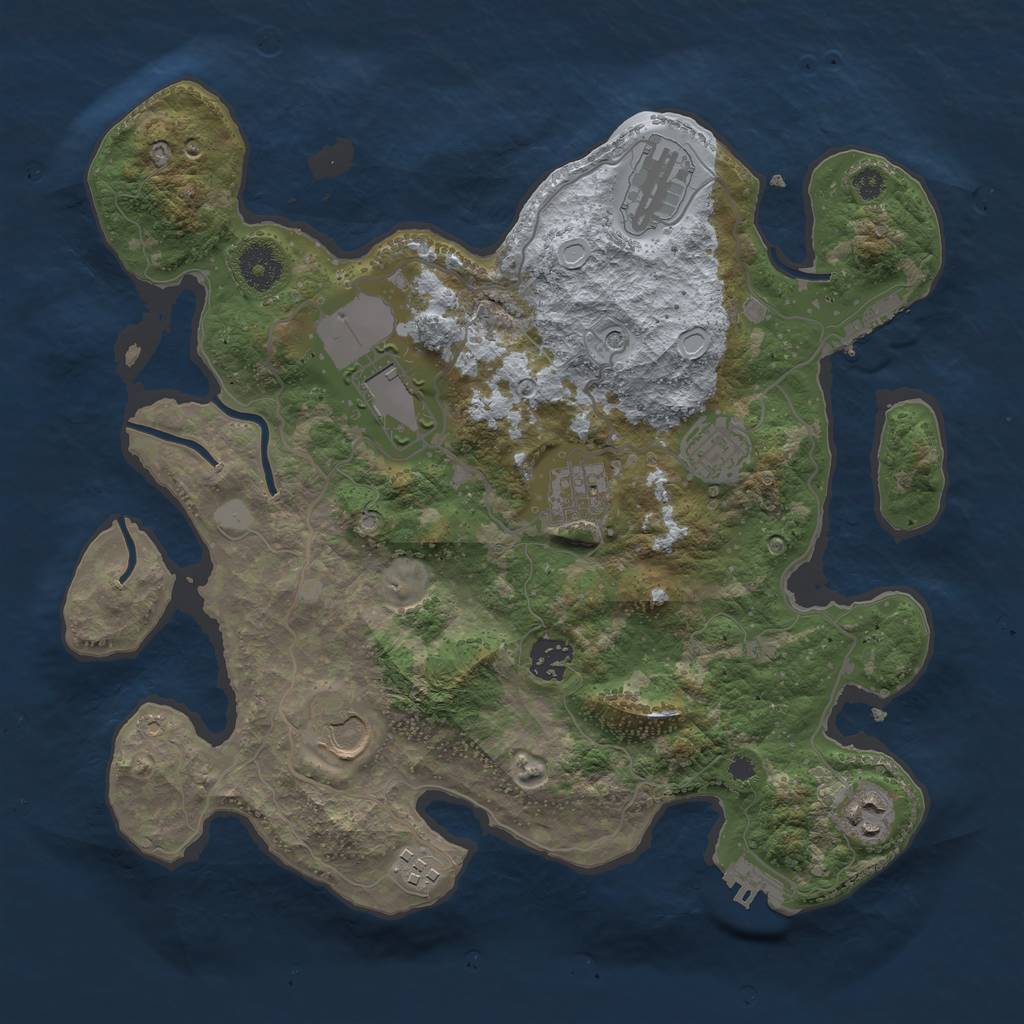 Rust Map: Procedural Map, Size: 3500, Seed: 811244857, 14 Monuments