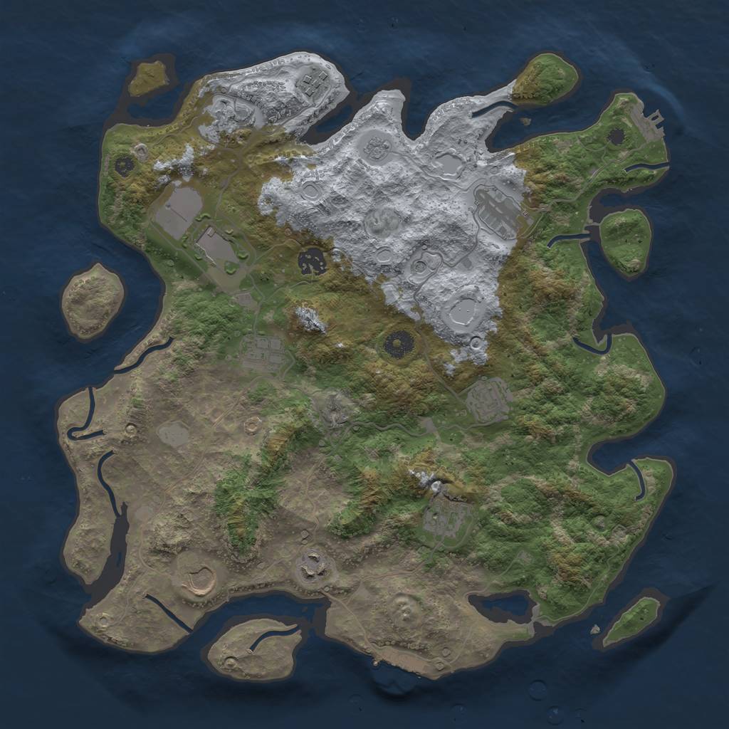 Rust Map: Procedural Map, Size: 3800, Seed: 83786239, 17 Monuments