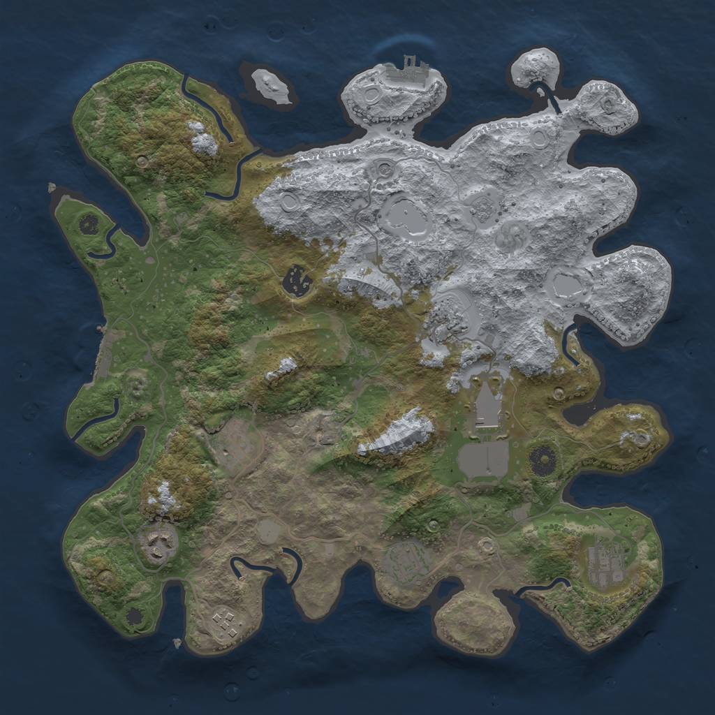 Rust Map: Procedural Map, Size: 3700, Seed: 2803519, 15 Monuments