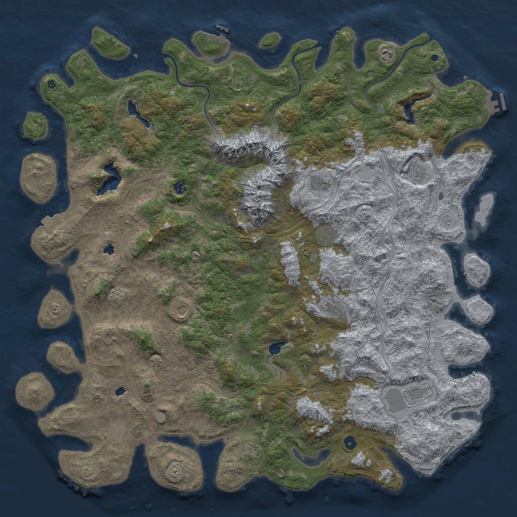 Rust Map: Procedural Map, Size: 6000, Seed: 1673588204, 17 Monuments