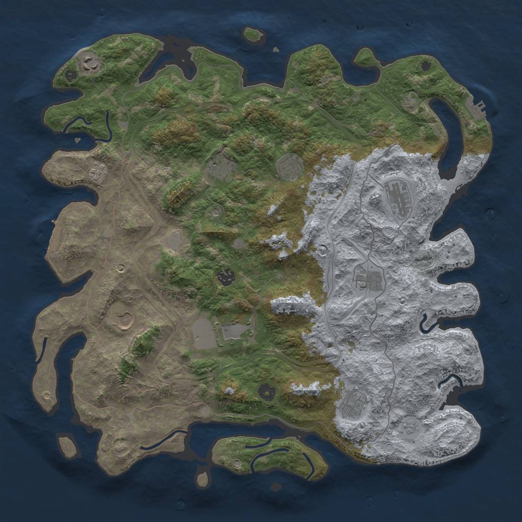 Rust Map: Procedural Map, Size: 4500, Seed: 665325, 17 Monuments