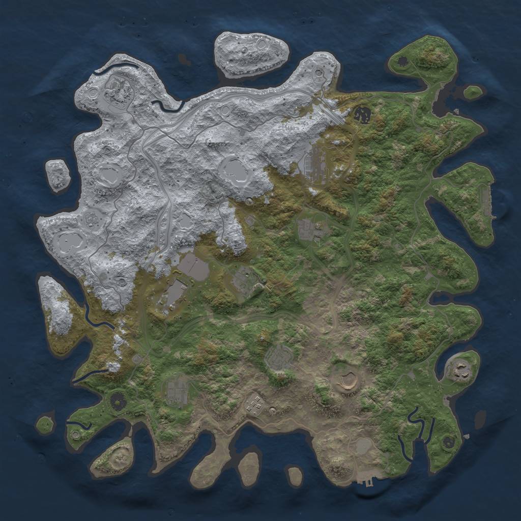 Rust Map: Procedural Map, Size: 4500, Seed: 1504343310, 18 Monuments