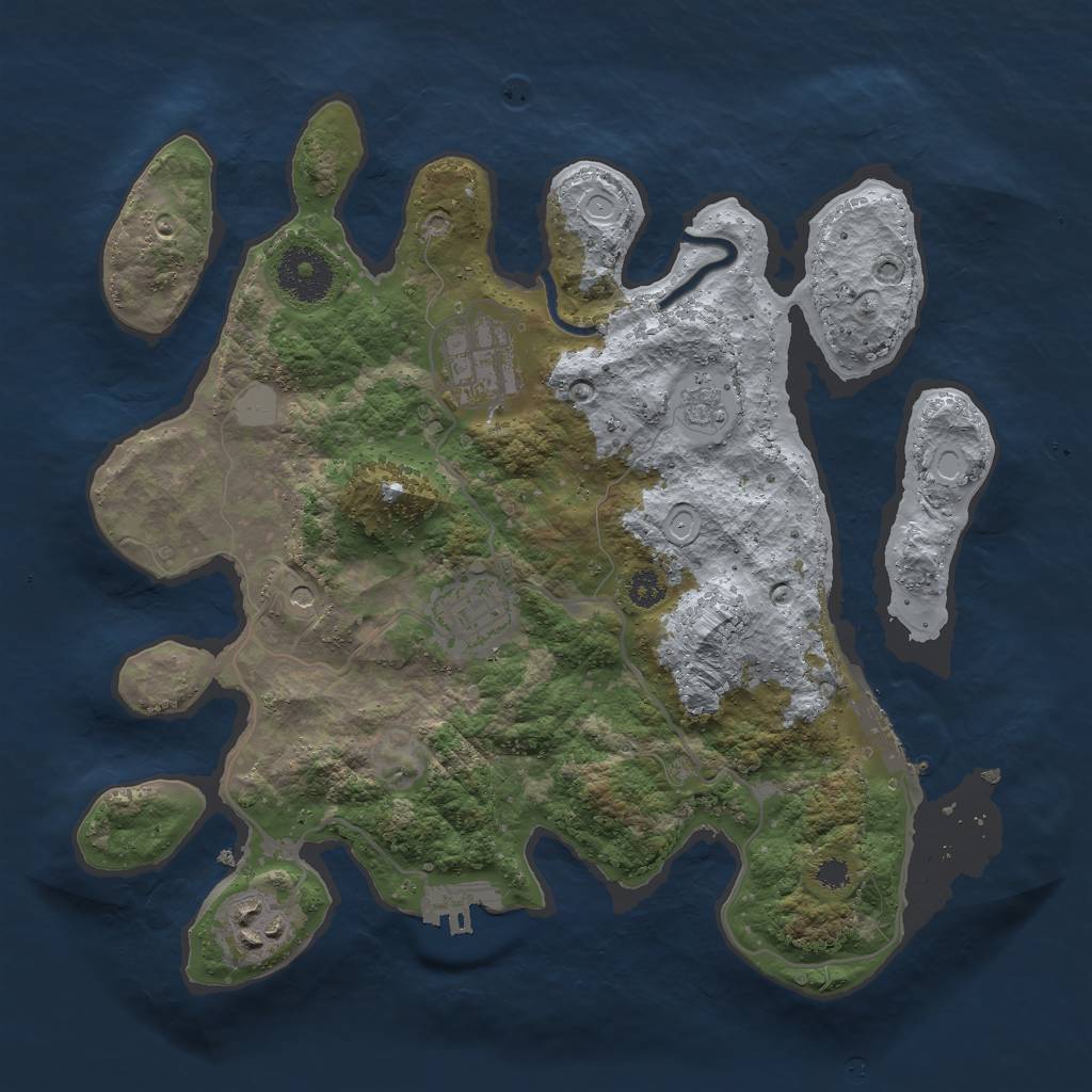 Rust Map: Procedural Map, Size: 3000, Seed: 1986354323, 10 Monuments
