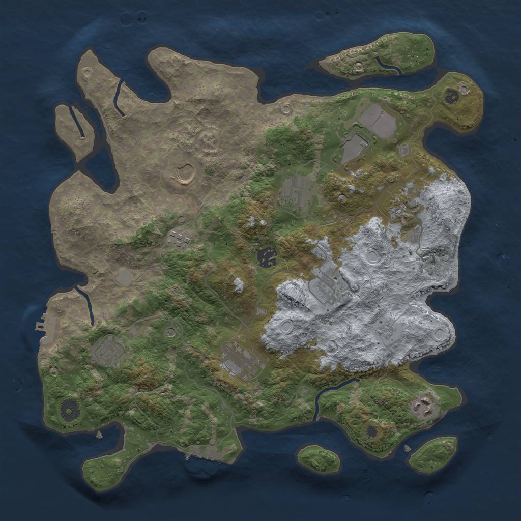 Rust Map: Procedural Map, Size: 3750, Seed: 12092851, 17 Monuments