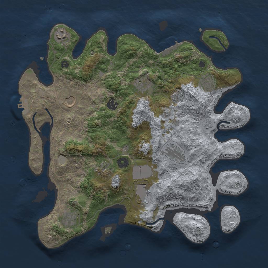 Rust Map: Procedural Map, Size: 3600, Seed: 707106781, 17 Monuments