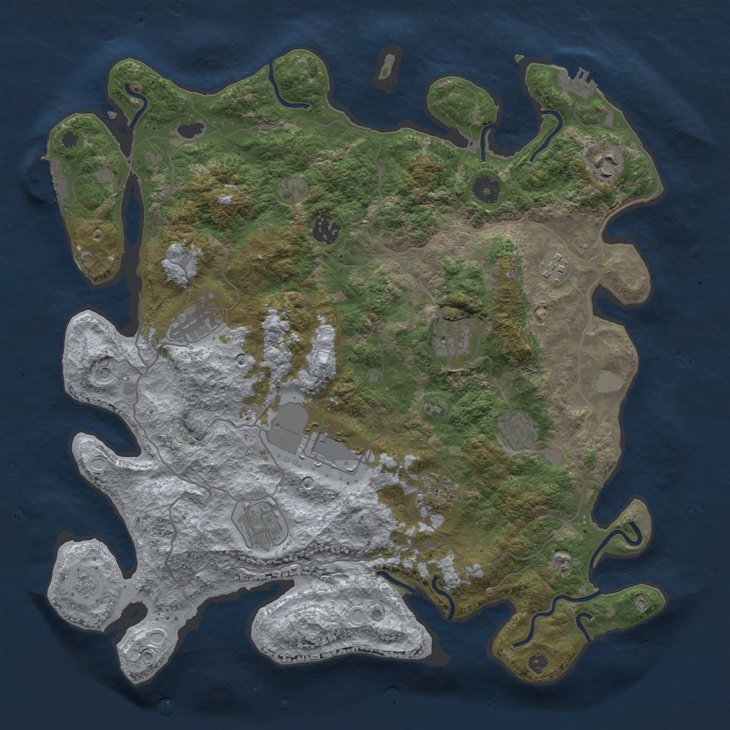 Rust Map: Procedural Map, Size: 4000, Seed: 52298637, 16 Monuments