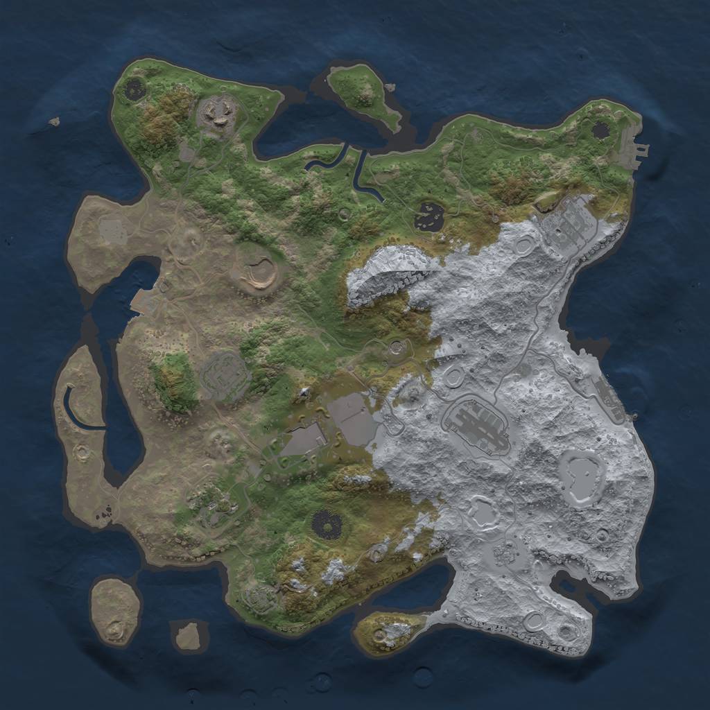 Rust Map: Procedural Map, Size: 3500, Seed: 103059741, 16 Monuments