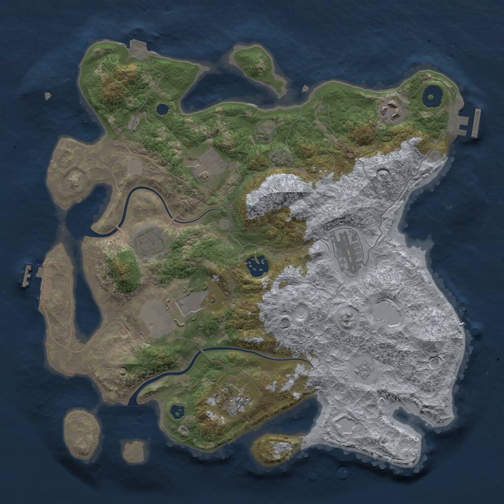 Rust Map: Procedural Map, Size: 3500, Seed: 103059741, 12 Monuments