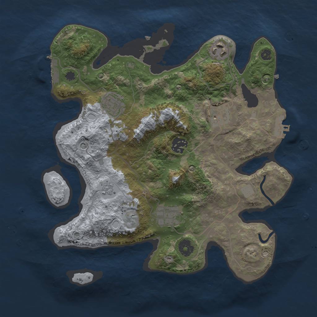 Rust Map: Procedural Map, Size: 3000, Seed: 4581158, 12 Monuments