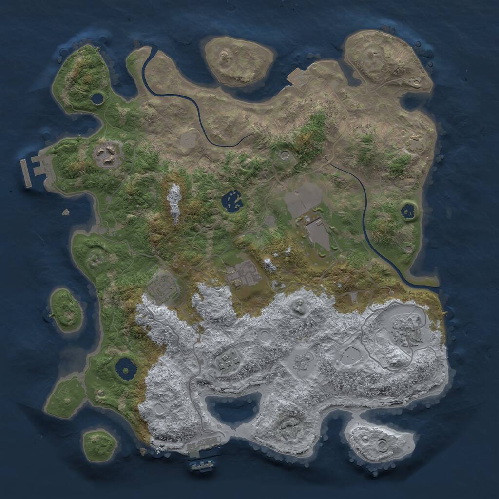 Rust Map: Procedural Map, Size: 3500, Seed: 36989473, 13 Monuments