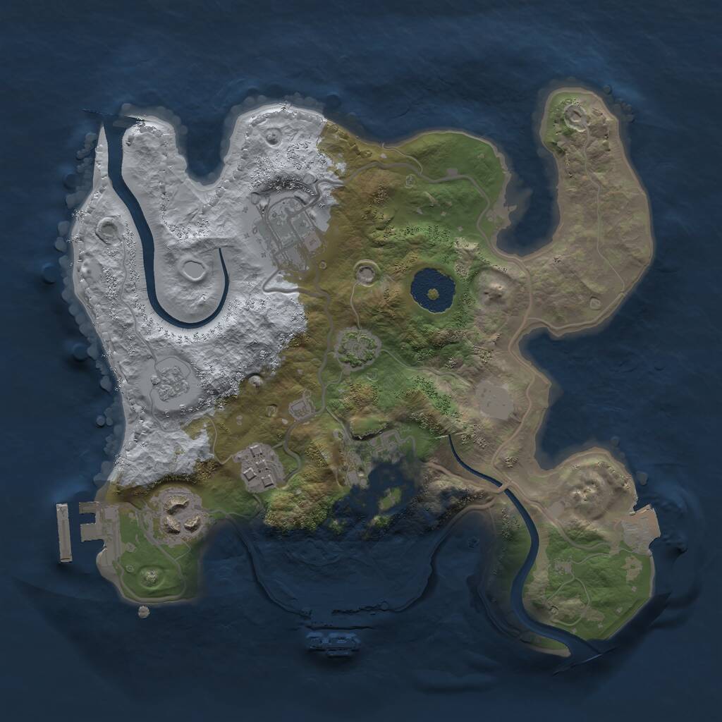 Rust Map: Procedural Map, Size: 2500, Seed: 45124, 9 Monuments