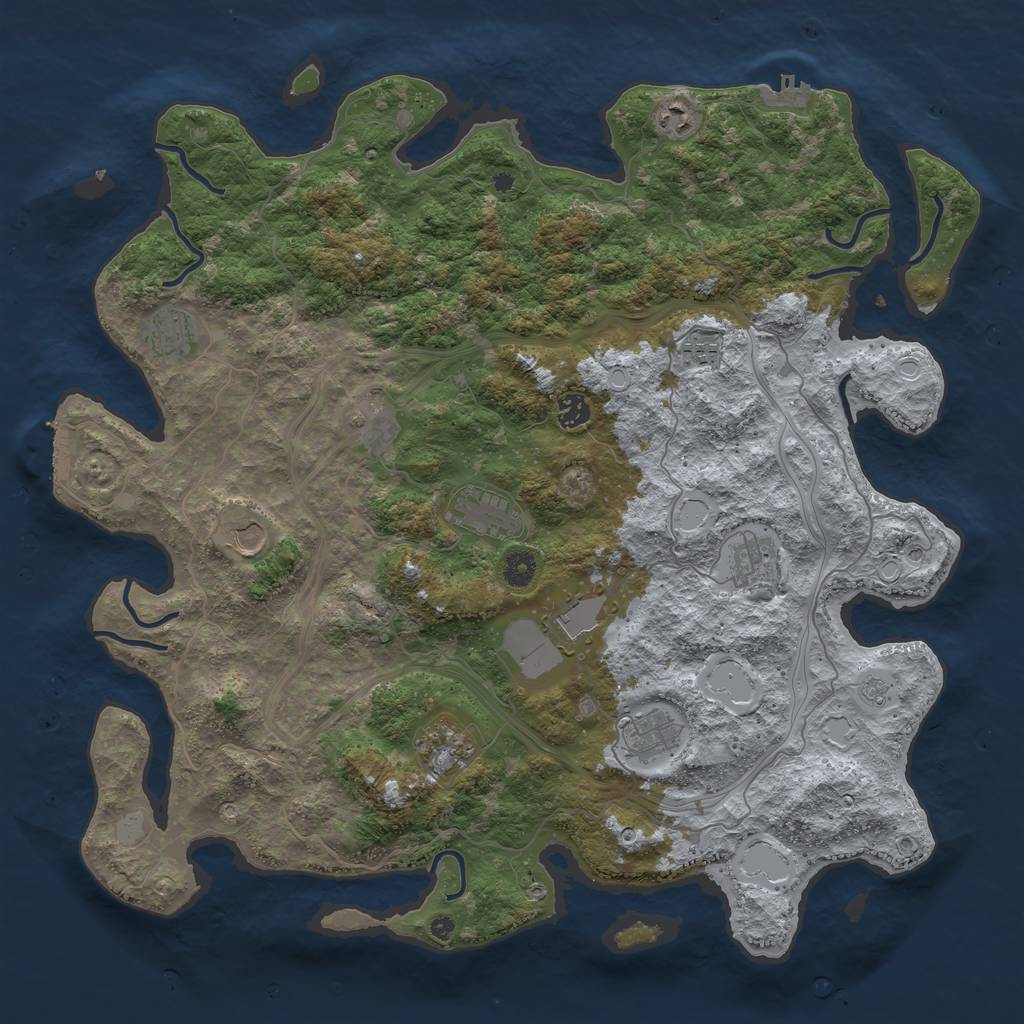 Rust Map: Procedural Map, Size: 4500, Seed: 109746401, 18 Monuments