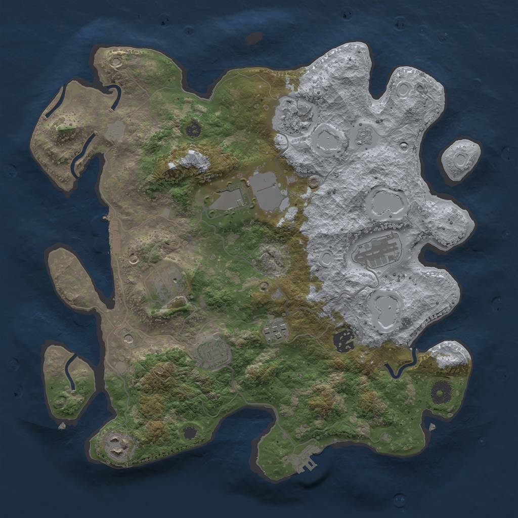 Rust Map: Procedural Map, Size: 3500, Seed: 1496609282, 15 Monuments