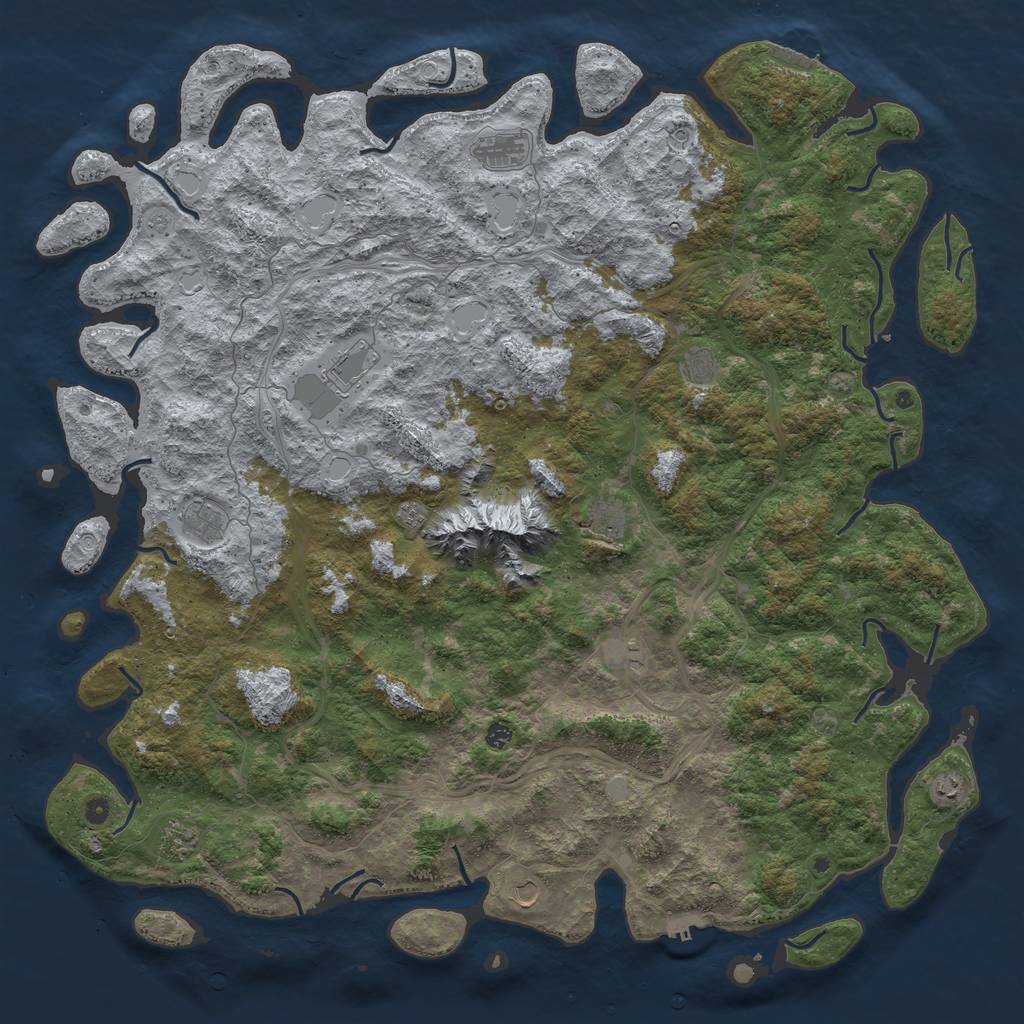 Rust Map: Procedural Map, Size: 6000, Seed: 76239, 18 Monuments