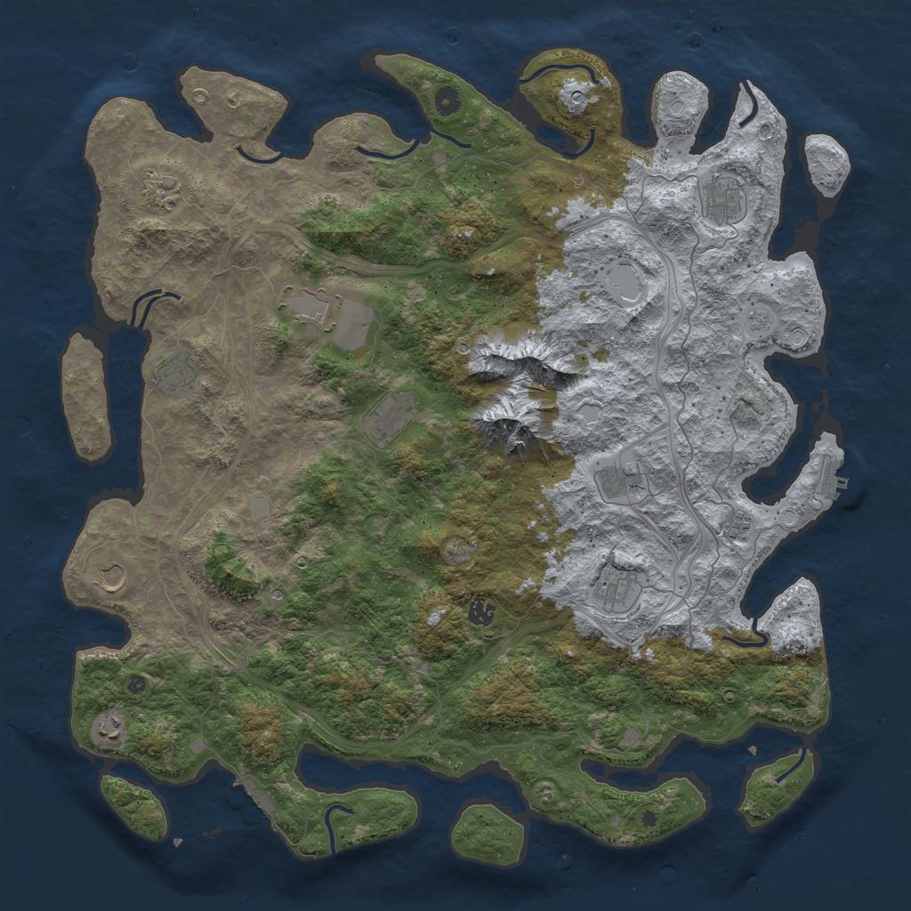 Rust Map: Procedural Map, Size: 5000, Seed: 20230303, 18 Monuments