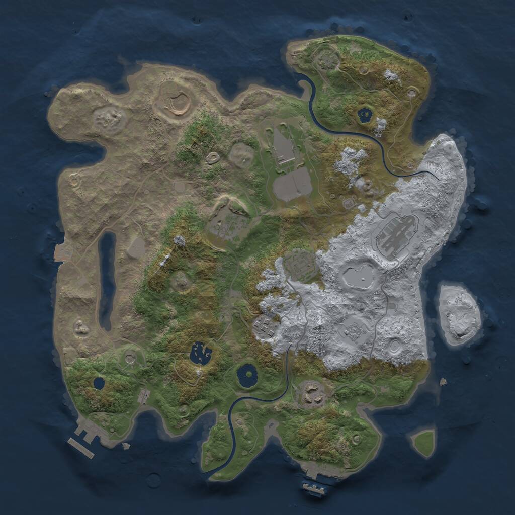 Rust Map: Procedural Map, Size: 3500, Seed: 1018178197, 14 Monuments