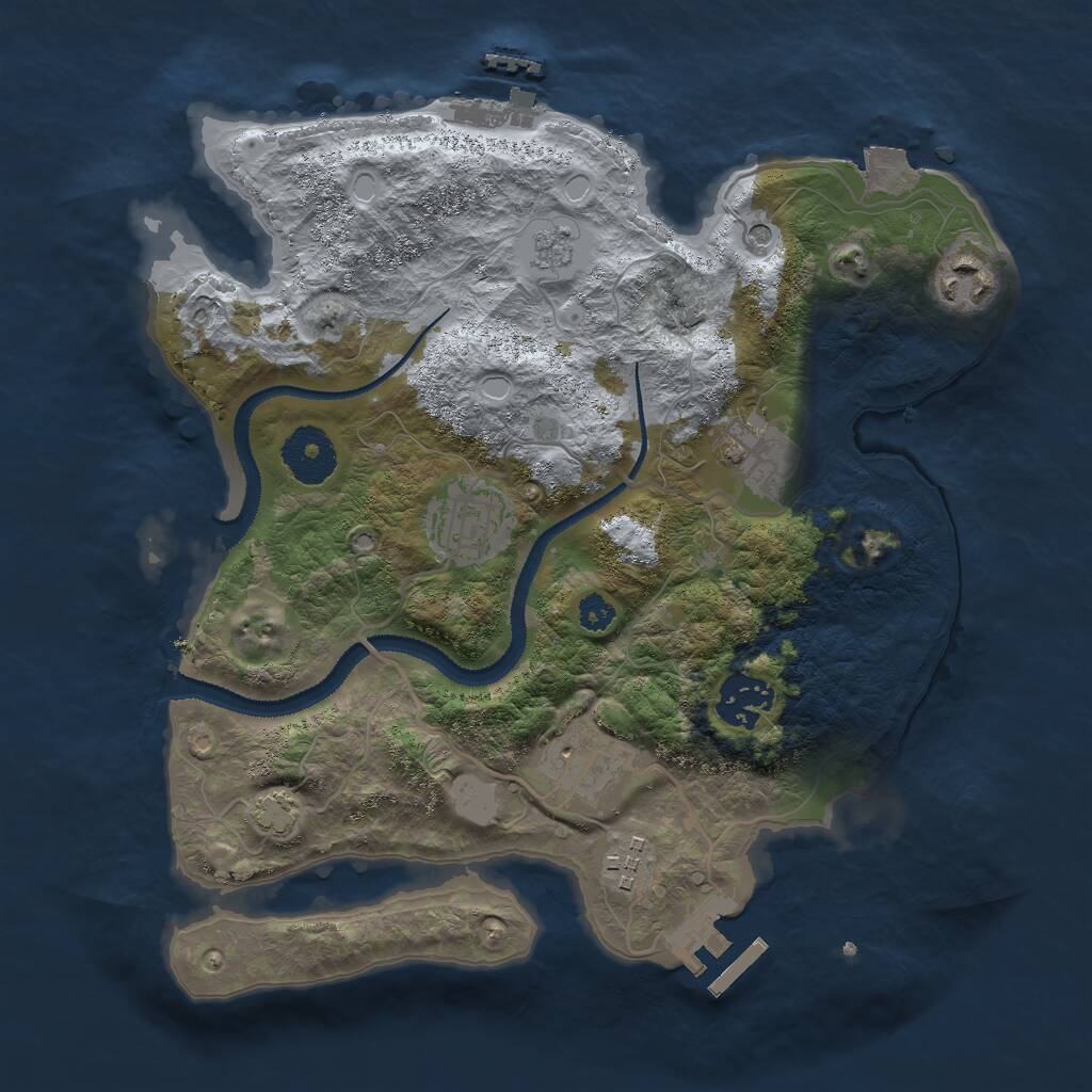 Rust Map: Procedural Map, Size: 3000, Seed: 438216900, 12 Monuments