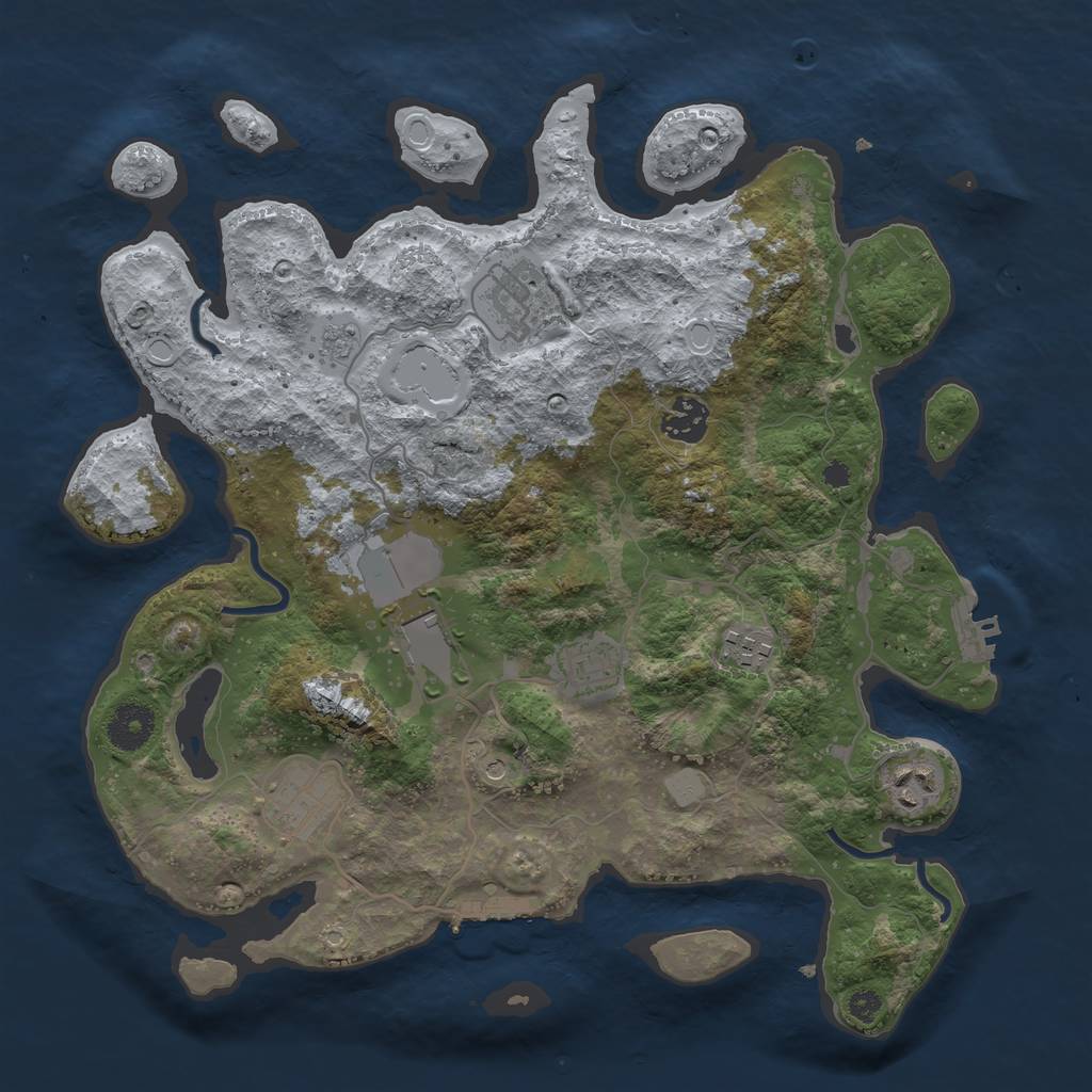 Rust Map: Procedural Map, Size: 3500, Seed: 2329653, 14 Monuments