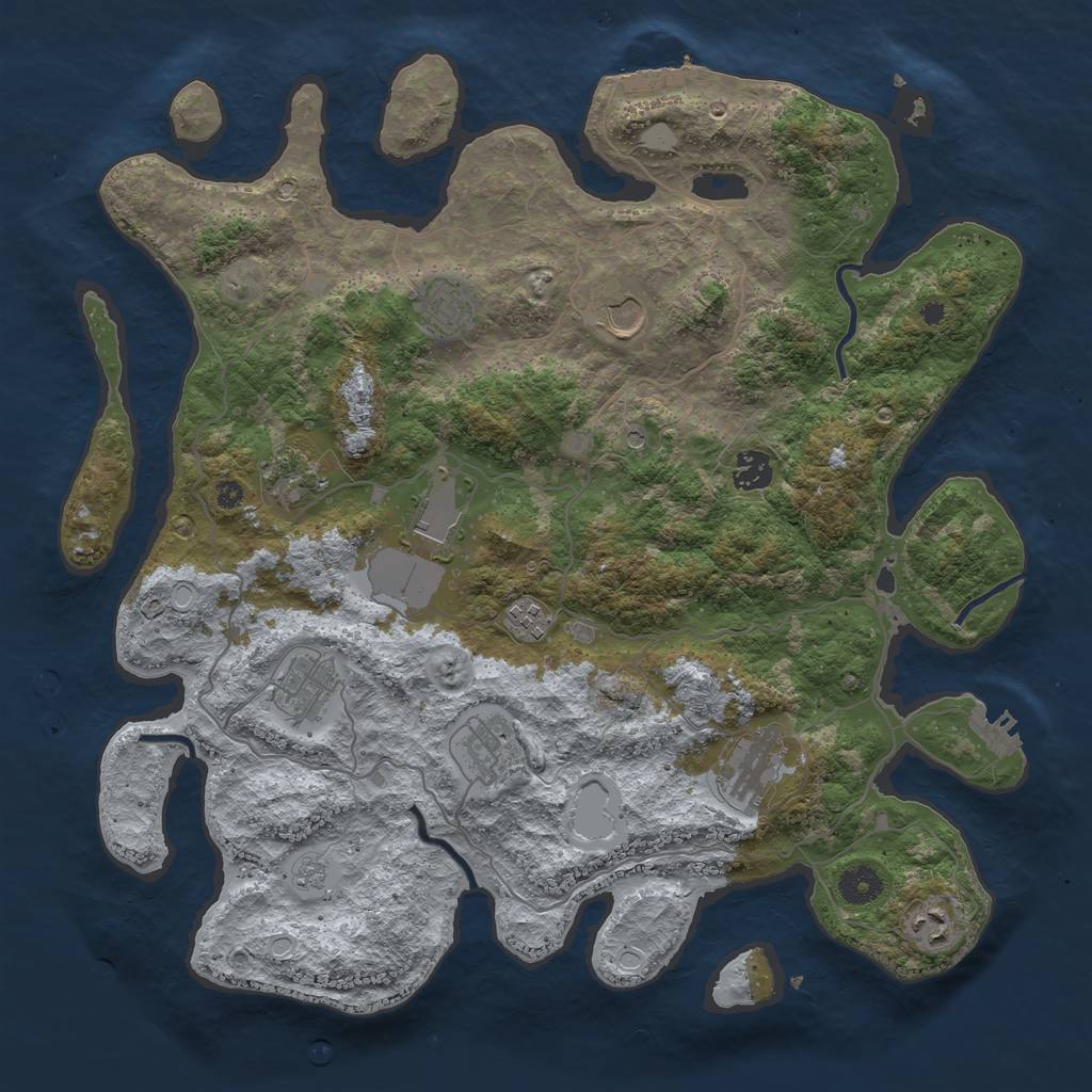 Rust Map: Procedural Map, Size: 4000, Seed: 42070, 17 Monuments