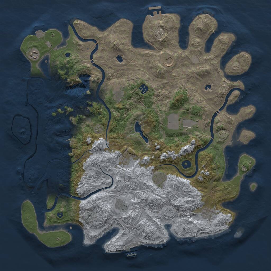 Rust Map: Procedural Map, Size: 4500, Seed: 719133040, 16 Monuments