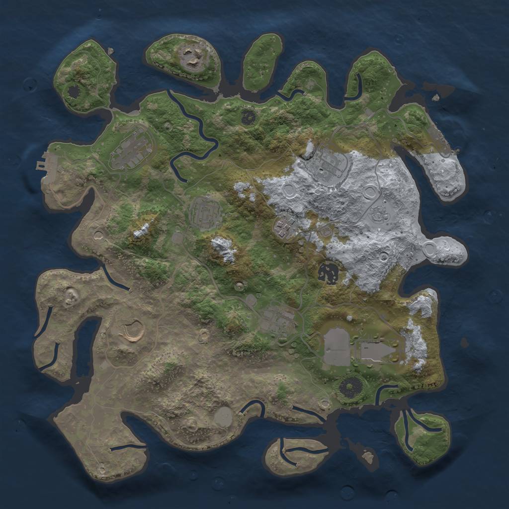 Rust Map: Procedural Map, Size: 3500, Seed: 1395191908, 16 Monuments