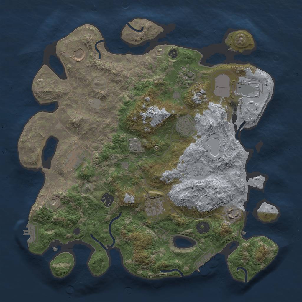 Rust Map: Procedural Map, Size: 3500, Seed: 64844, 16 Monuments