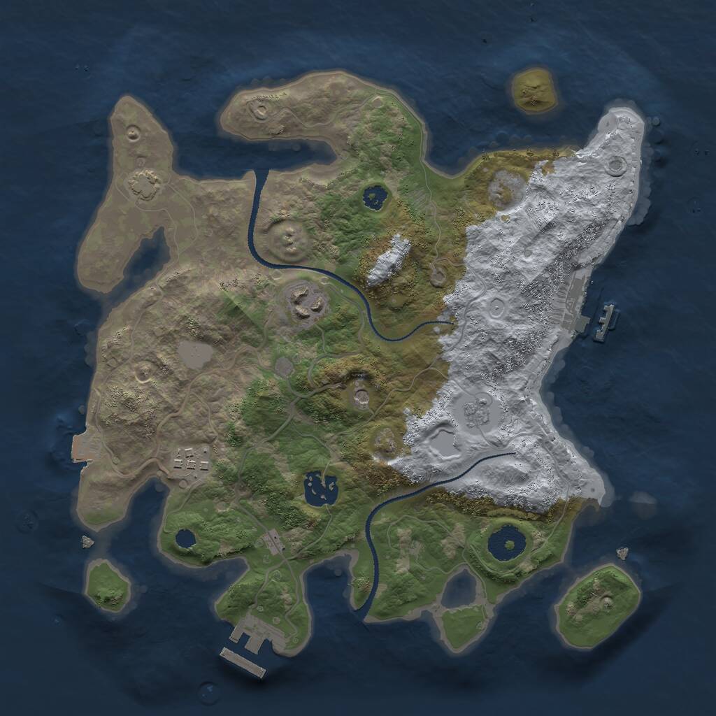 Rust Map: Procedural Map, Size: 3000, Seed: 1355522663, 9 Monuments