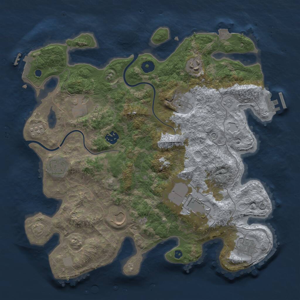 Rust Map: Procedural Map, Size: 3600, Seed: 66773048, 15 Monuments