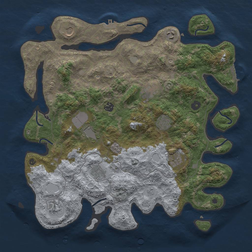 Rust Map: Procedural Map, Size: 4000, Seed: 154523, 17 Monuments