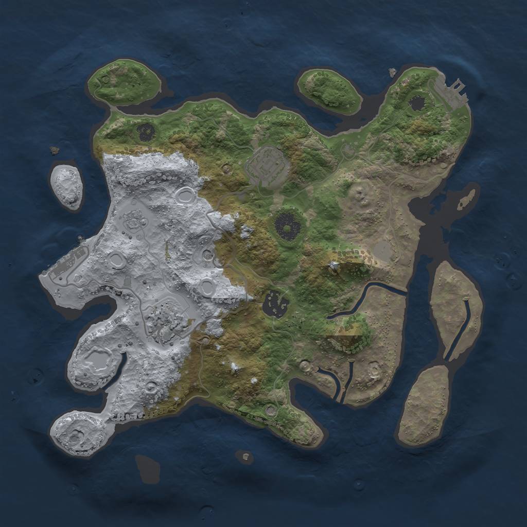 Rust Map: Procedural Map, Size: 3000, Seed: 666699, 10 Monuments