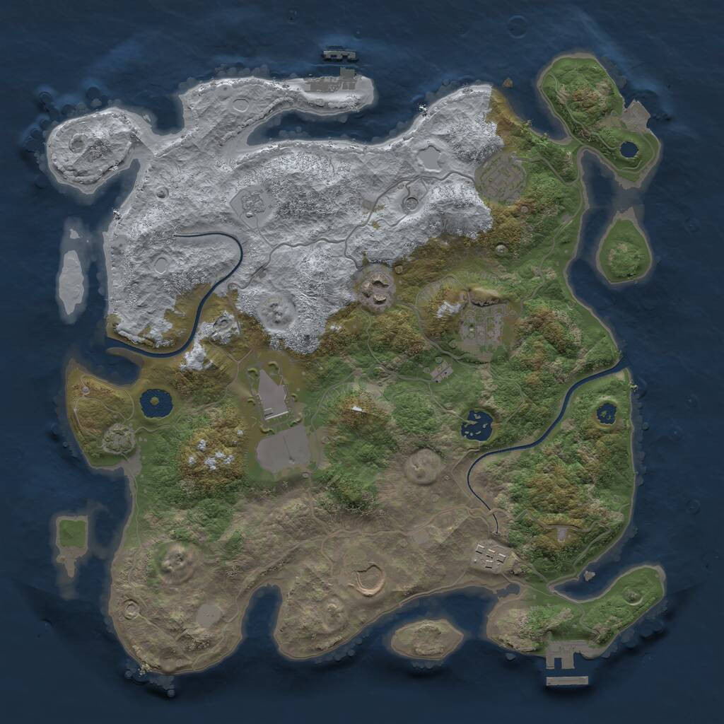 Rust Map: Procedural Map, Size: 3500, Seed: 757397889, 13 Monuments