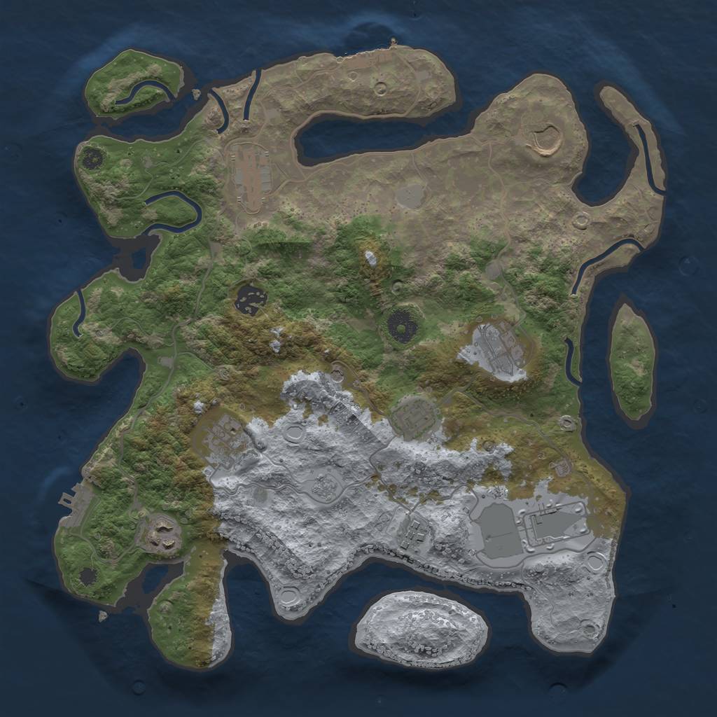 Rust Map: Procedural Map, Size: 3500, Seed: 16916, 16 Monuments