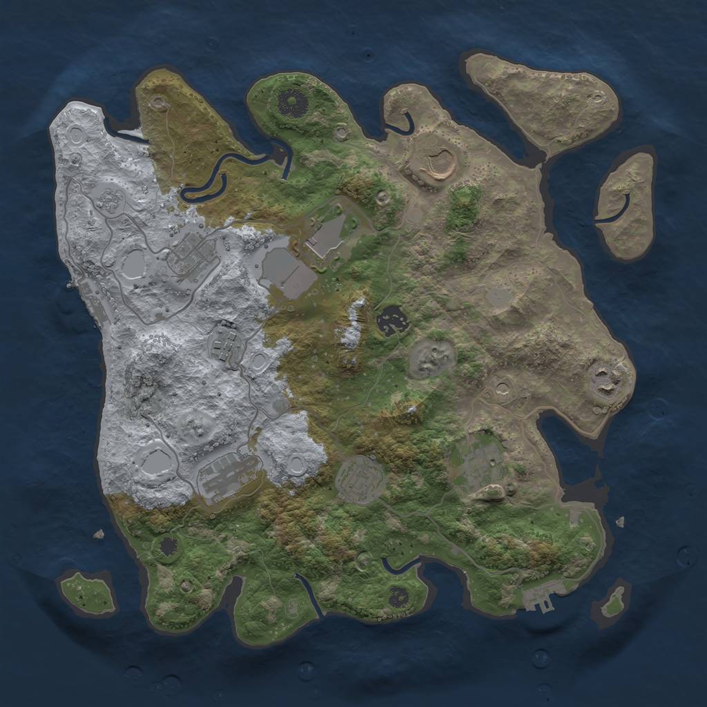 Rust Map: Procedural Map, Size: 3500, Seed: 1959939051, 16 Monuments