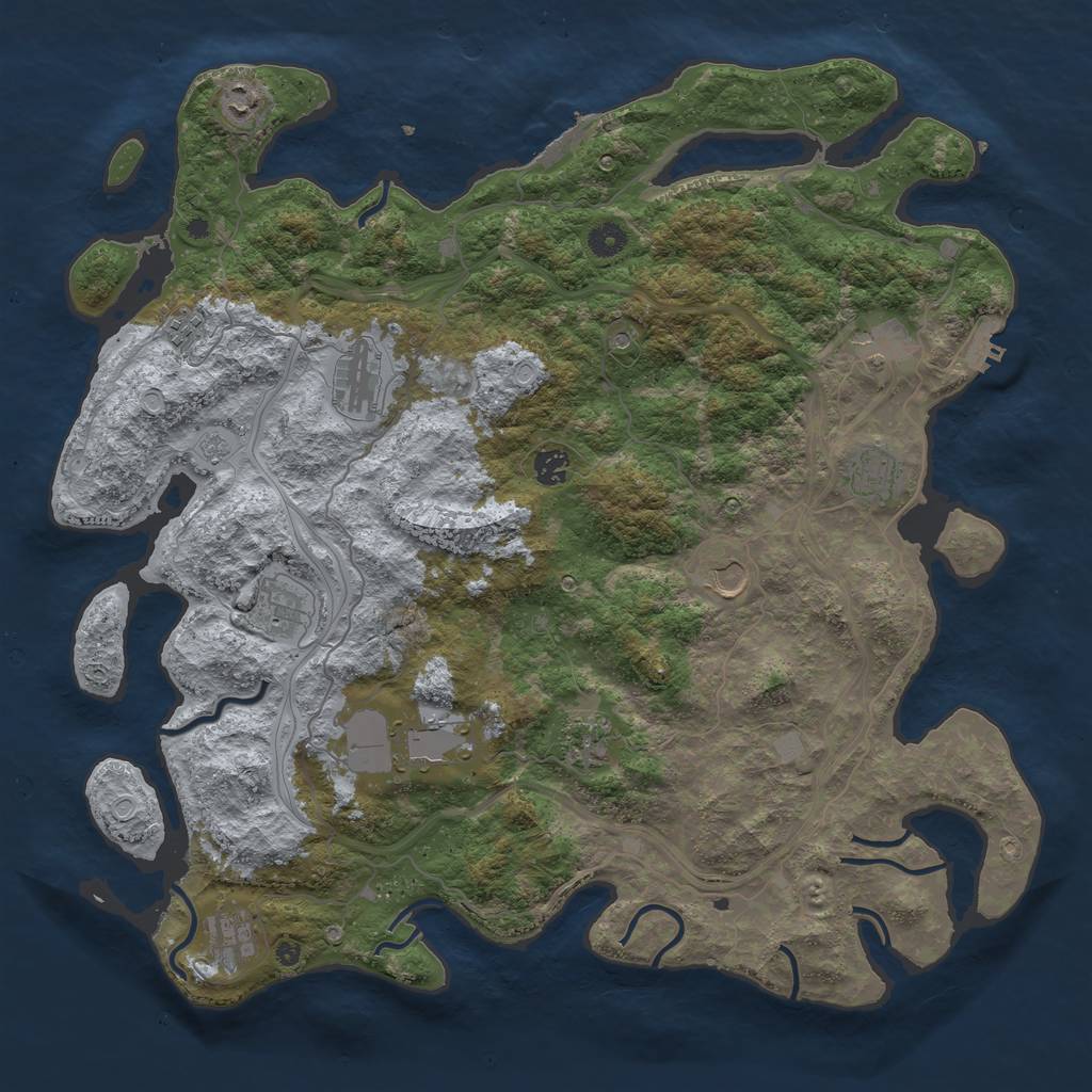 Rust Map: Procedural Map, Size: 4500, Seed: 943452472, 18 Monuments