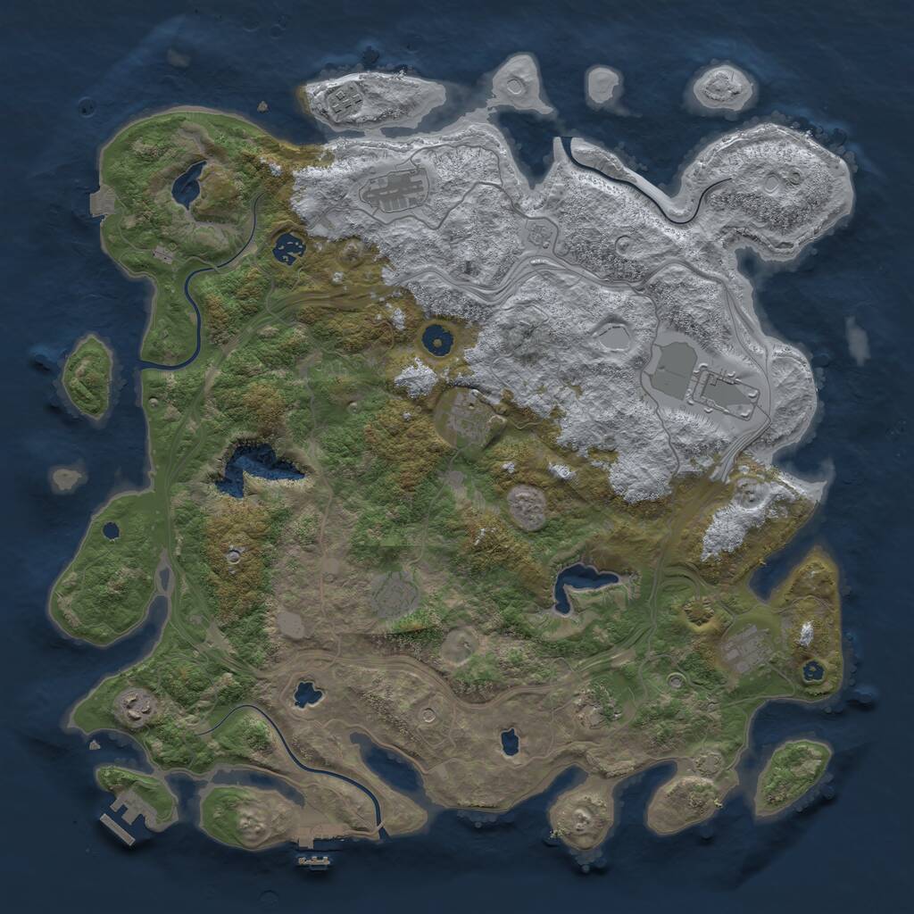 Rust Map: Procedural Map, Size: 4500, Seed: 458335, 15 Monuments