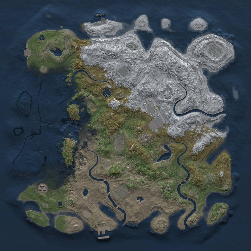 Rust Map: Procedural Map, Size: 4500, Seed: 458335, 16 Monuments