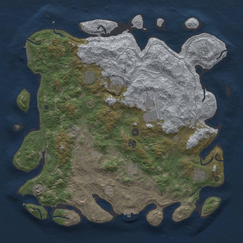 Rust Map: Procedural Map, Size: 4500, Seed: 458335, 17 Monuments