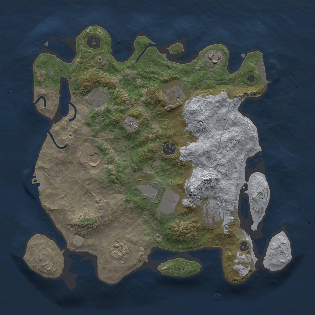 Rust Map: Procedural Map, Size: 3500, Seed: 2041623886, 16 Monuments