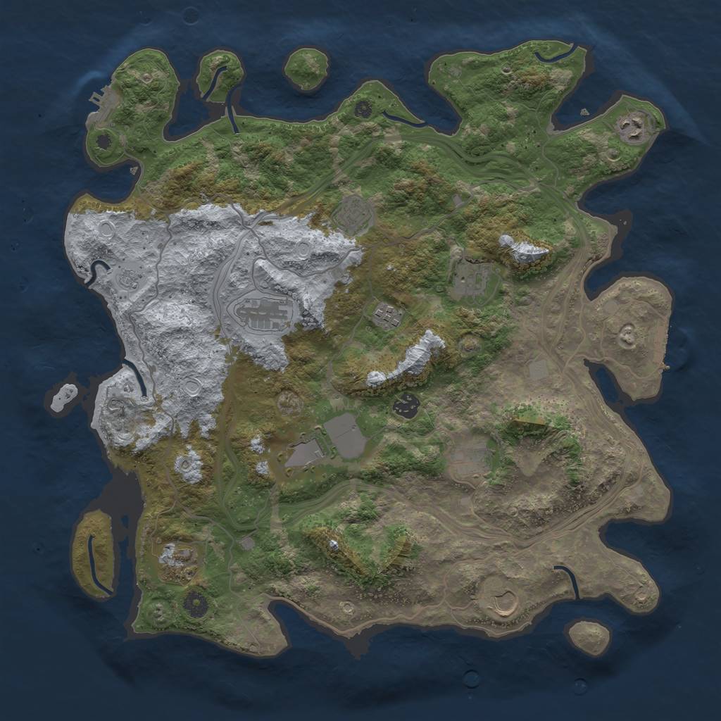 Rust Map: Procedural Map, Size: 4250, Seed: 406124245, 16 Monuments