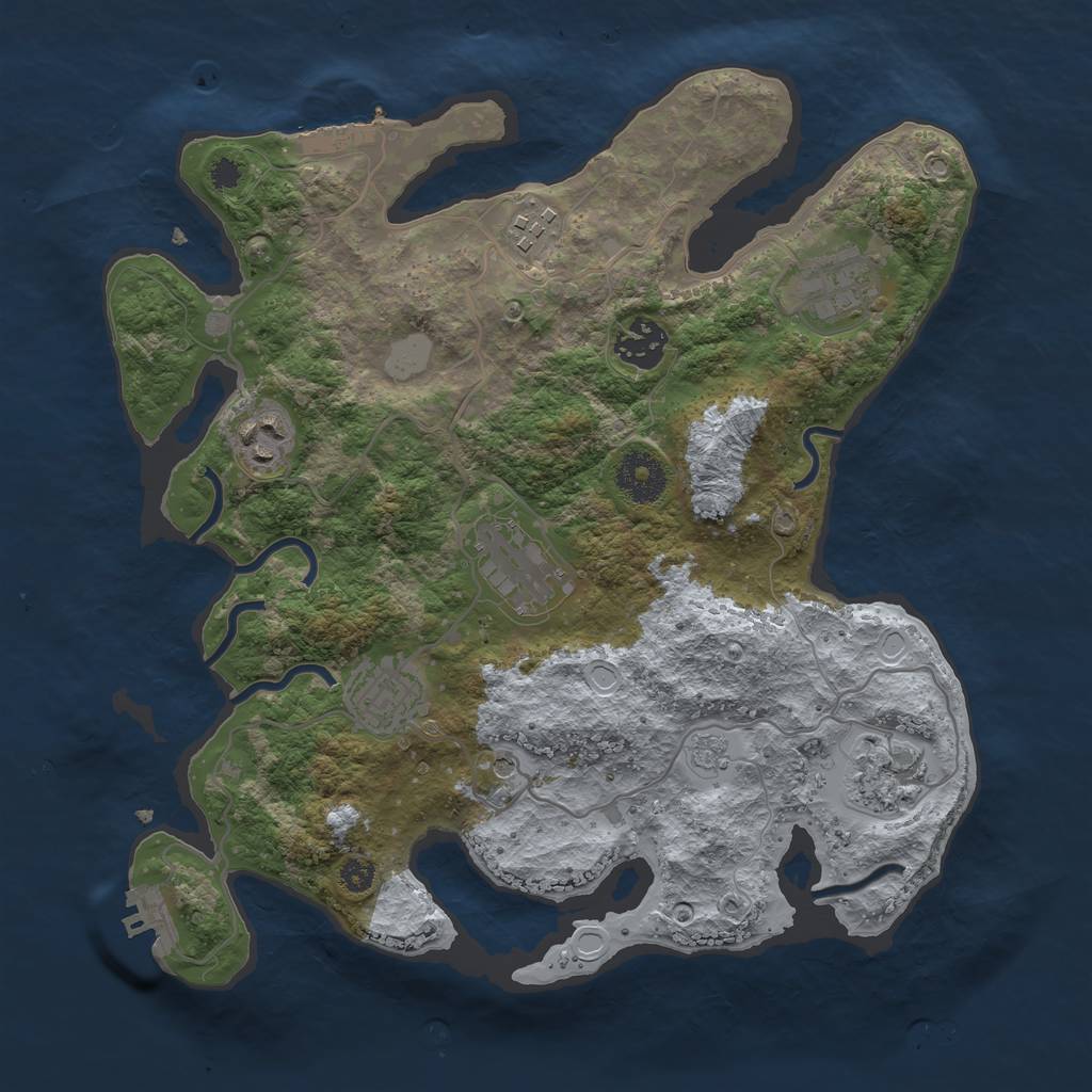 Rust Map: Procedural Map, Size: 3250, Seed: 18708, 14 Monuments
