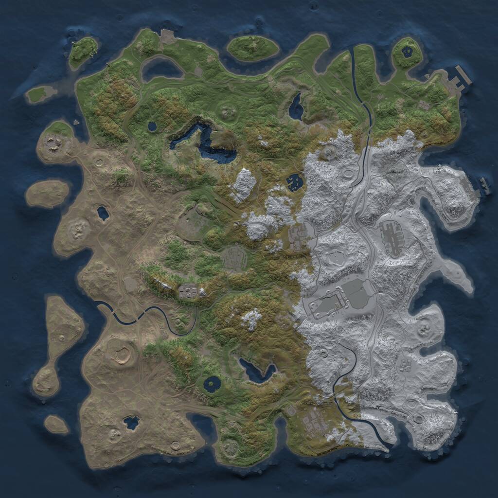 Rust Map: Procedural Map, Size: 4500, Seed: 149645707, 16 Monuments