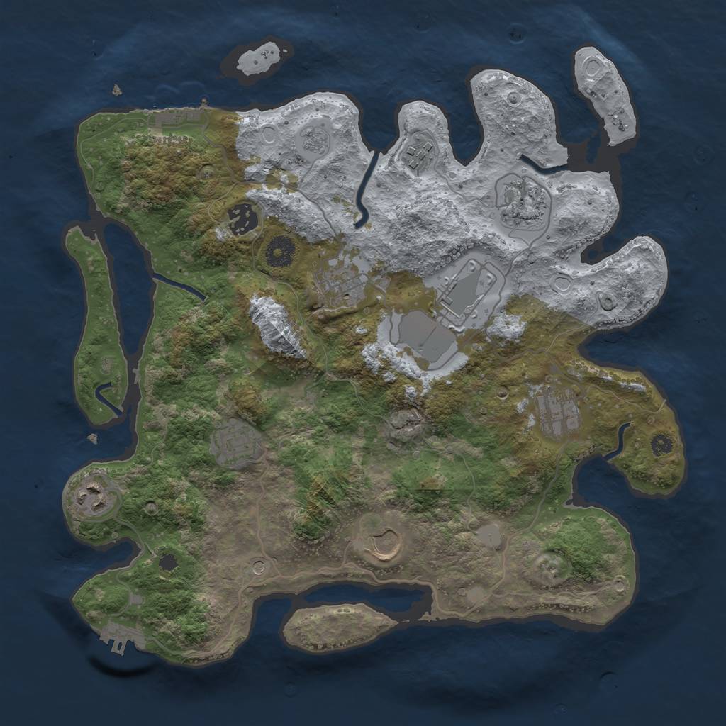 Rust Map: Procedural Map, Size: 3500, Seed: 126189729, 16 Monuments