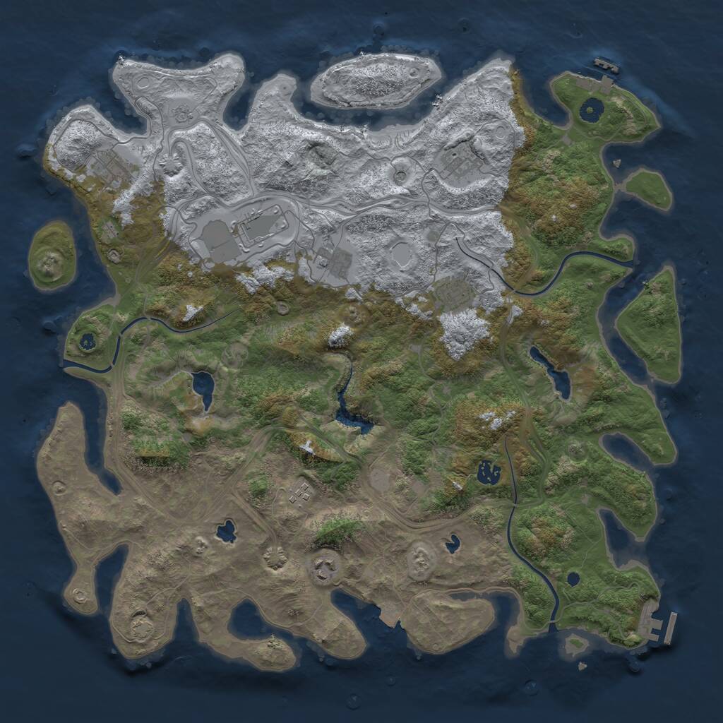 Rust Map: Procedural Map, Size: 4500, Seed: 1351465963, 14 Monuments