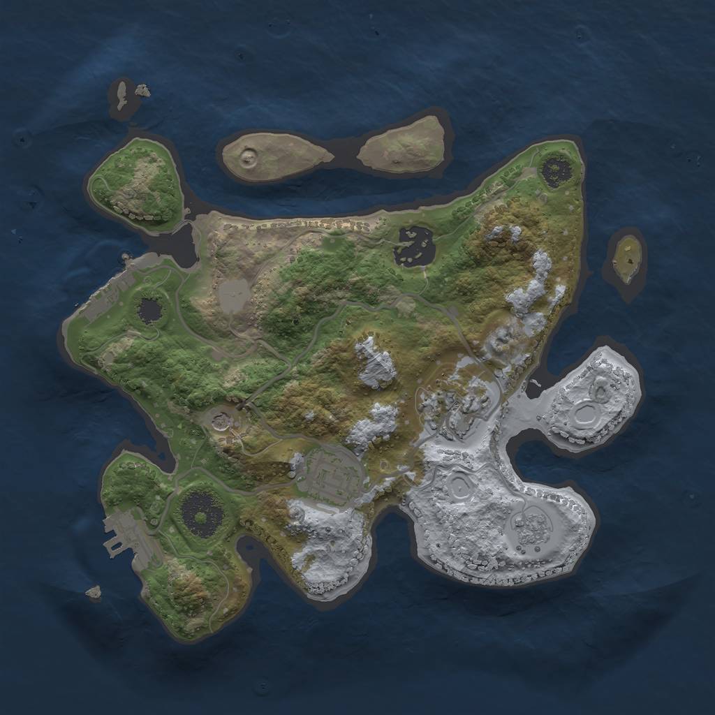 Rust Map: Procedural Map, Size: 2500, Seed: 976404799, 10 Monuments